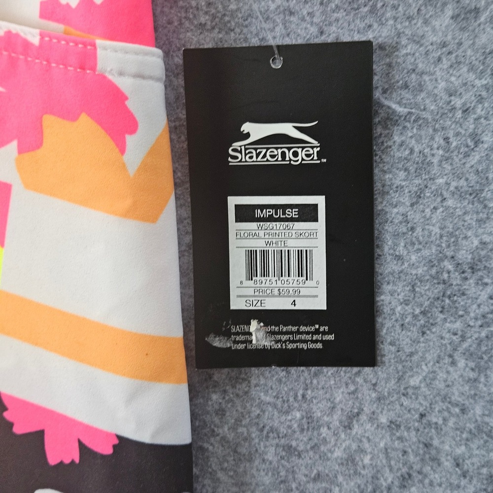 Slazenger Impulse Floral Printed Golf Skort Neon Abstract White Pink Size 4 NEW - Picture 5 of 7